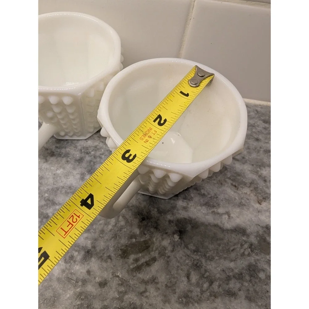 Vintage Hobnail small‎ white milk glass Cups, Set Of 2